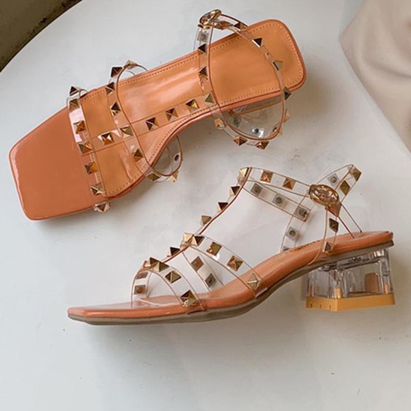 

dress shoes 2021 summers woman sandals rivet lady tansparent for female women's elegant slippers party slides, Black