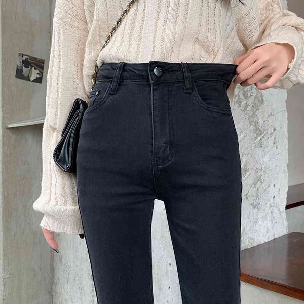 

spring jeans women's high waist korean style stretch slim slimming skinny pants 210429, Blue