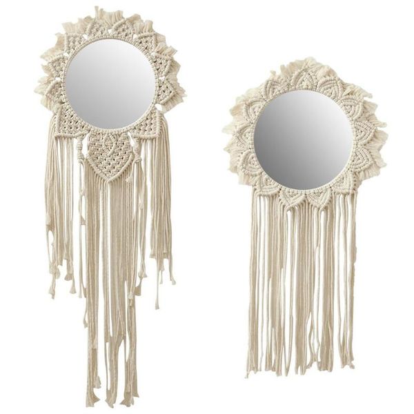 

mirrors woven tapestry mirror nordic stylish household wall decor hanging farmhouse home makeup for universal