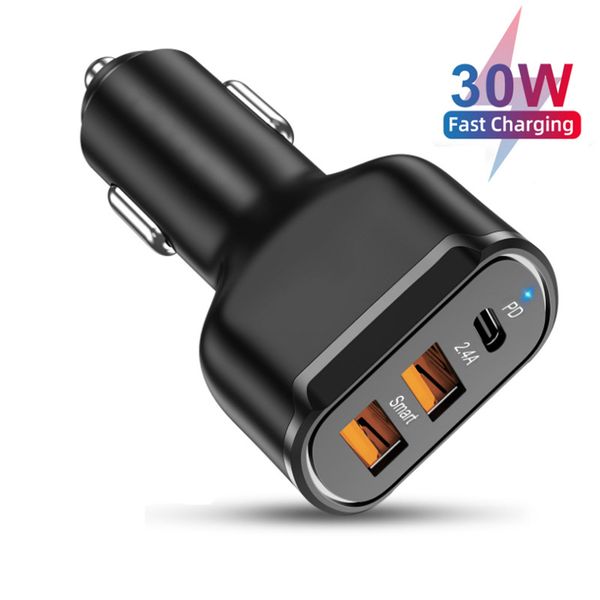 

usb c car charger 44w(pd 20w & dual usb-a 24w/4.8a) fast charging three ports adapter for iphone samsung in cars
