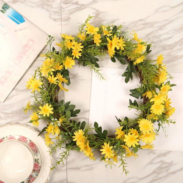 

diameter 35/40/50cm wreath artificial flowers small daisy door hanging wall decor ornaments garland wedding decoration decorative & wreaths
