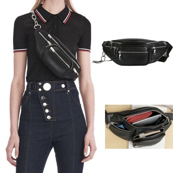 

waist bags men's bag pu leather chains packs women portable chest mini phone purses