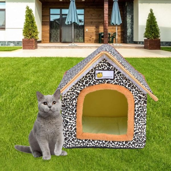 

outdoor pet house portable leopard print waterproof stray cat shelter basket foldable for dogs cats small animals products 2021 beds & furni