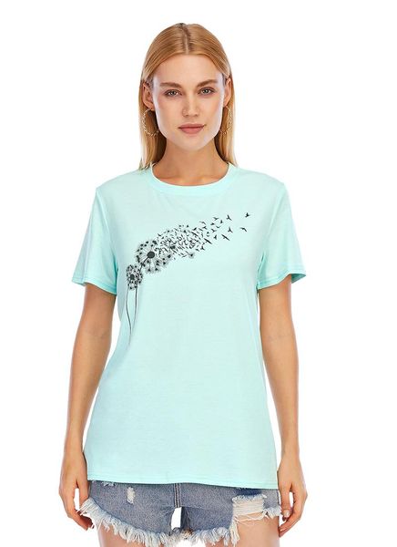 

women's dandelion shirt spring, summer and autumn suitable for teenage girls fashion casual t pattern shi t-shirt, White