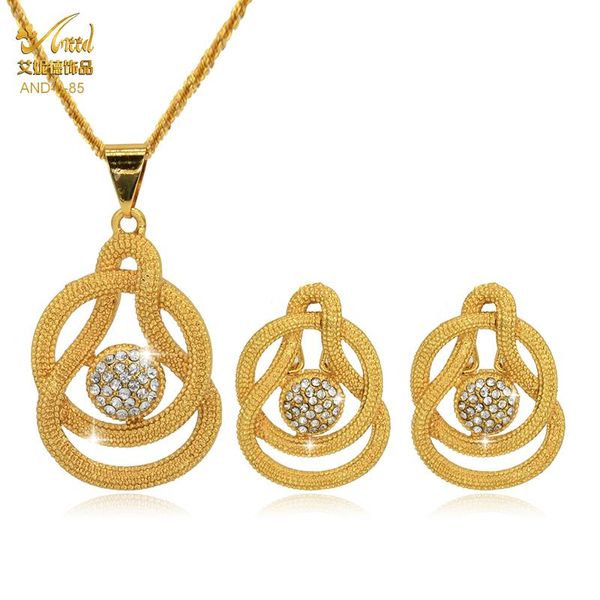

earrings & necklace aniid gold plated jewellery set earings dubai wedding bridal crystal statement bridesmaid wholesale trendy bollywood, Silver