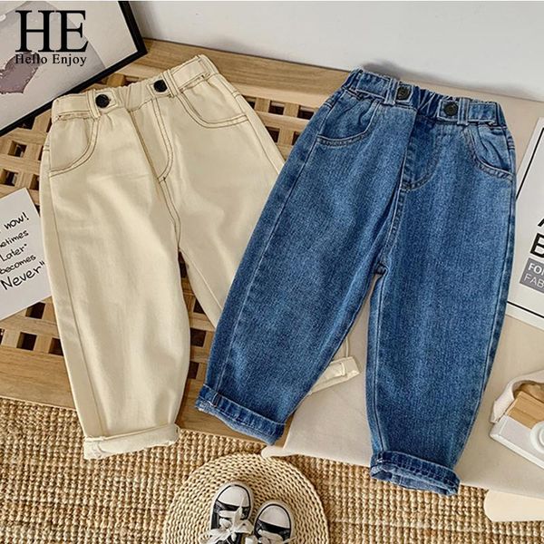 

hello enjoy kids fashion jeans 2021 autumn girls casual denim pants boys spring leggings children clothing 1 6 year, Blue
