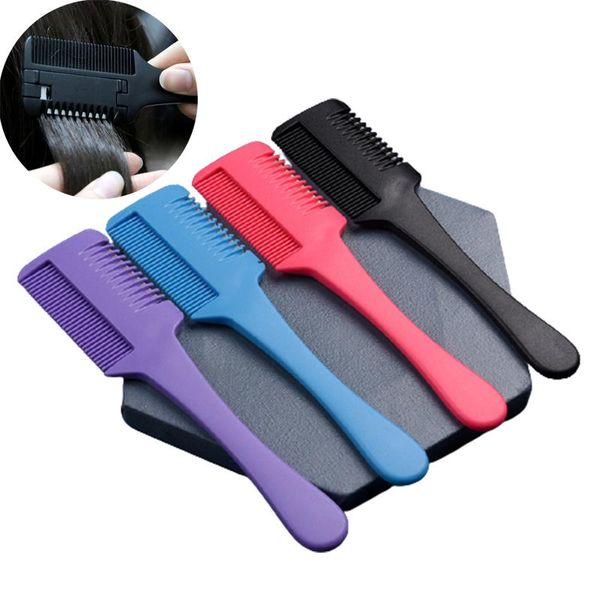 

hair brushes 1pc hairdressing comb haircut brush carbon handle with razor blade thinning trimmer salon barber styling tool, Silver