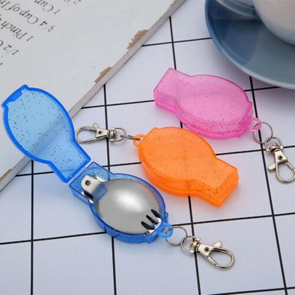 

forks camping tableware folding spoon fork outdoor cooking supplies portable pocket sets for picnics hiking multifunction camp tools