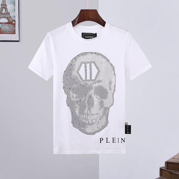 

plein bear t shirt mens designer tshirts rhinestone skull men t-shirts classical hip hop streetwear tshirt casual tees pb 16292, White;black