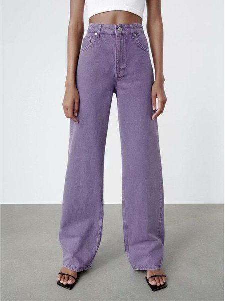 

women's pants & capris za fashion, atmosphere, all-match temperament, casual long-leg proportion, high-waist, wide-leg jeans multicolor, Black;white
