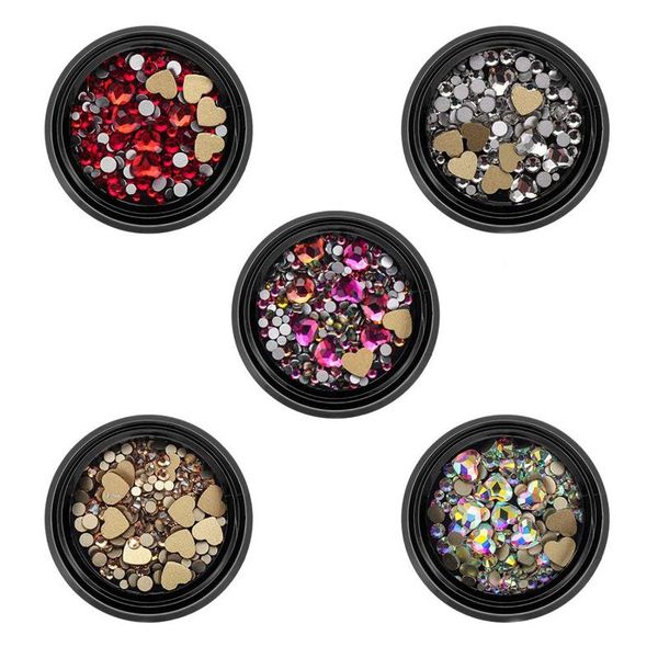 

nail art decorations color diy stone love heart 3d crystal gems face body adornment mixed ab rhinestone glitter sequins, Silver;gold