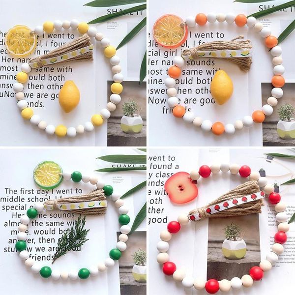 

decorative objects & figurines wooden beads garland with colorful fruit tassel pendant kids baby nursery room decor small fresh home ornamen