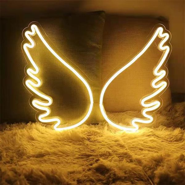 

usb dimmer led neon sign with transparent acrylic panel wings night lights in bars home bedroom