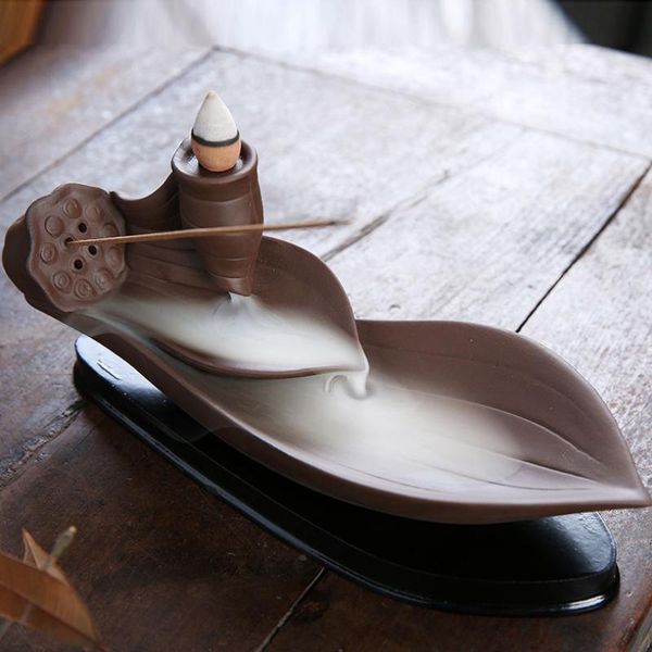 

incense burner wooden boat lotus censer rod holder ceramic table supplies to adjust mood fragrance lamps