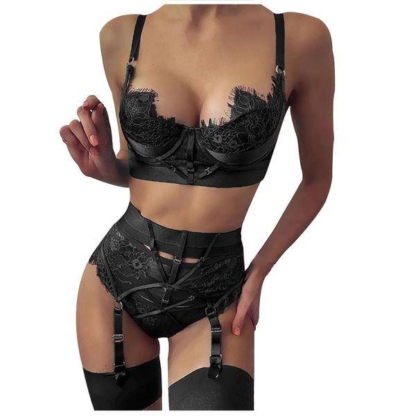 

women's swimwear 2021 ladies lingerie eyelashes lace stitching temptation pajamas thongs underwear suits, White;black