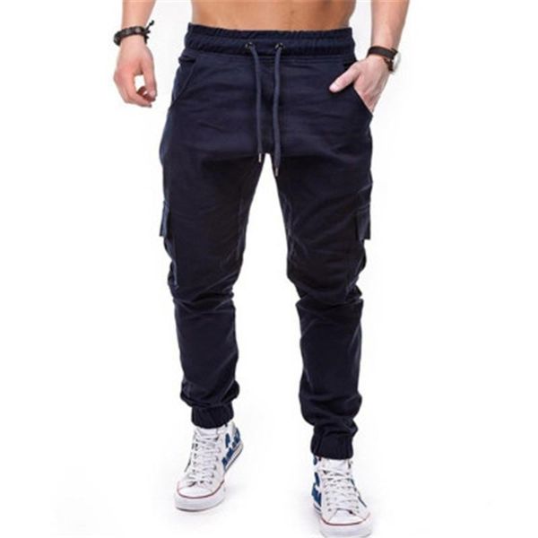 

mens with pockets tooling pants fashion trend casual drawstring jogging teenagers leggings clothing designer male summer panelled trousers, Black