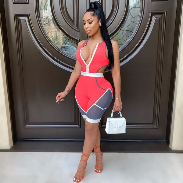 

bodycon two piece short set for women summer sport zipper bodysuit and short pants women set 2 piece club outfits 2021, Black;white