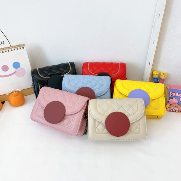 

kids fashion pu quality purse children's travel treasure candy color accessories cartoon leisure one shoulder slanting waist bags princ, White