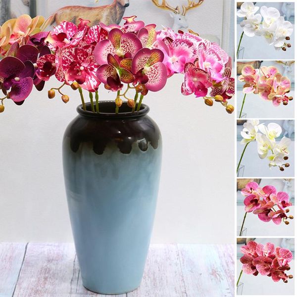 

1 bunch dried flowers 6 heads artificial flowers plastic butterfly orchid wedding decoration fake deskhome decor