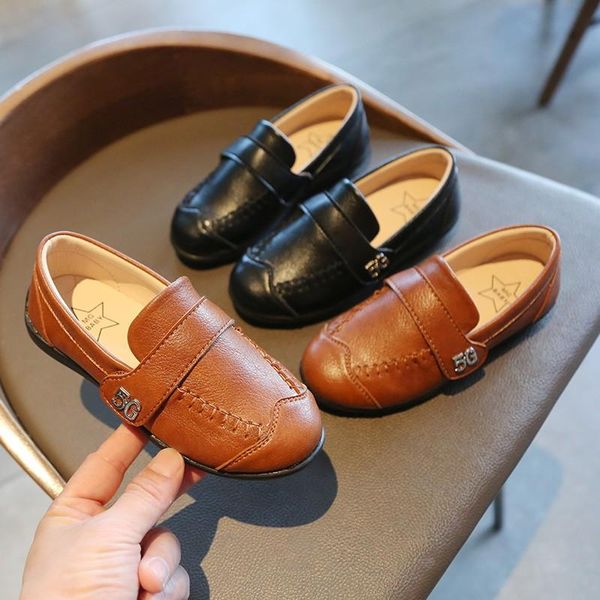 

shoes baby fashion spring autumn children boys pu leather kids girls flat shoe students school toddler casual, Black;grey