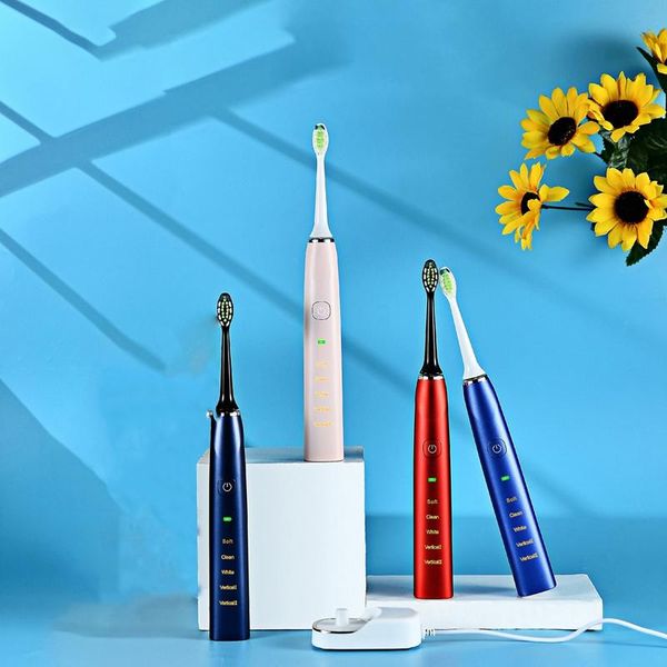 

ultrasonic electric toothbrush with 5 modes smart timer 4 brush heads whitening