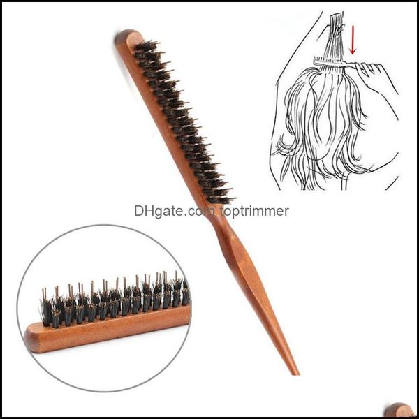 

care & productsprofessional salon teasing back hair brushes wood slim line comb hairbrush extension hairdressing styling tools diy kit 1 pcs, Silver