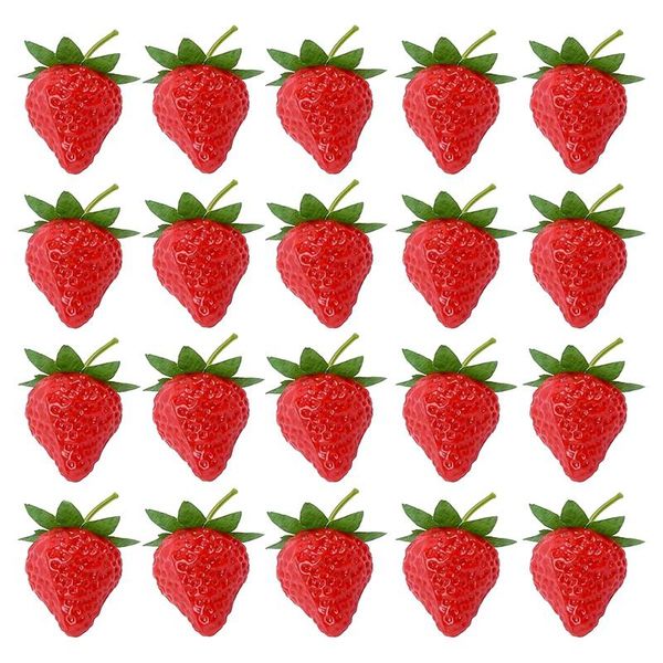 

novelty items 20 pieces artificial strawberry fake fruit strawberries pography prop home kitchen cabinet party ornament