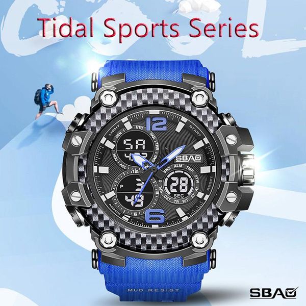 

wristwatches sbao led men's watch terproof sports shockproof digital electronic clock reloj hombre homme, Slivery;brown