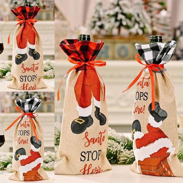 

christmas decorations wine bottle cover dust bags snowman stocking bag table decoration gift holder natal navidad supplies