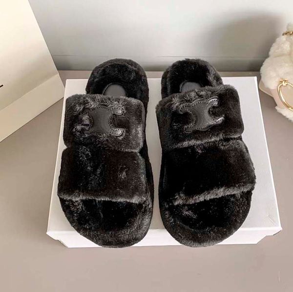 

slippers designer high woman mink slipper womens fuzzy s slipper summer man casual sandal sandals for women spring, autumn and winter new fa, Black