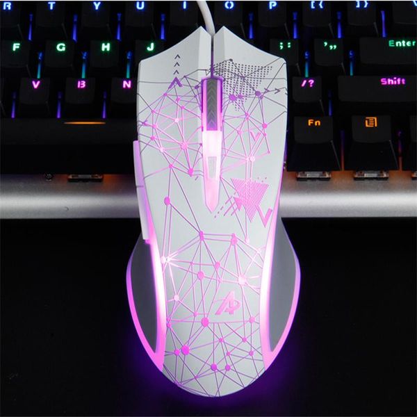 

mice wired mouse 3200dpi 4 level adjustable sensitivity mechanical esports colorful luminescent game usb interface