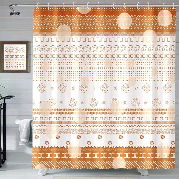 

orange geometric shower curtains, bright color stripe shower curtain for bathroom fabric vintage decorative curtains, 72"x72"