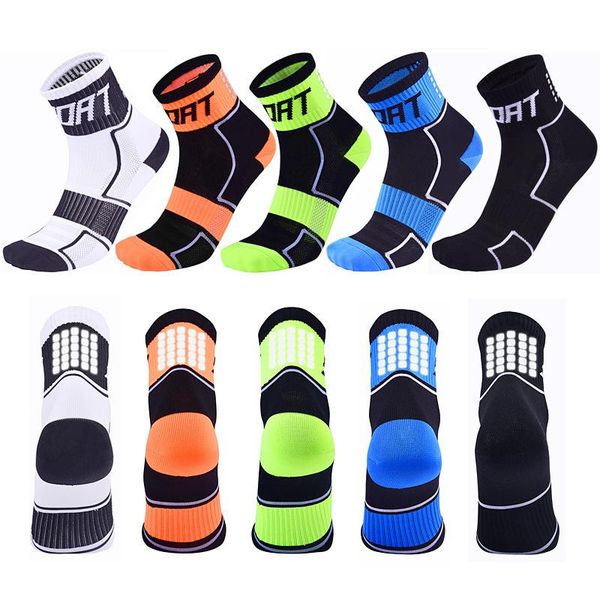 

sports socks professional cycling reflective men/women outdoor fitness marathon riding running sock athletic breathable short, Black
