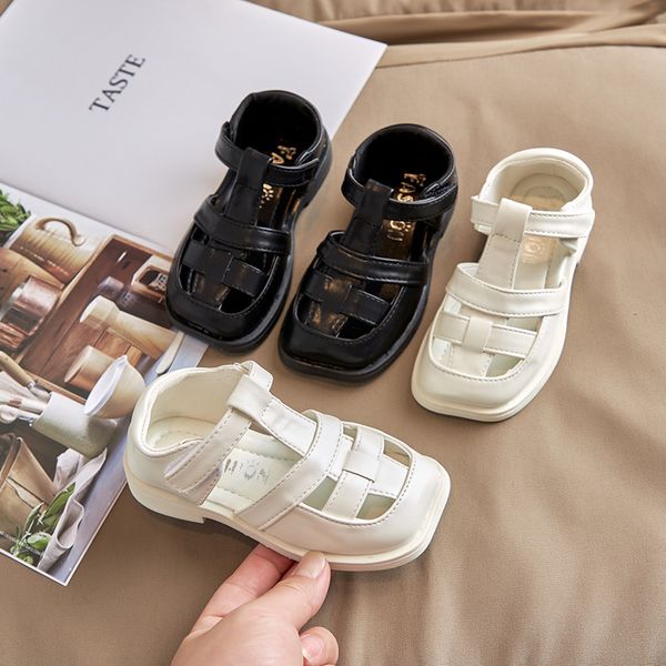 

70% off factory online children's sandals 2021 summer new boys' casual half korean girls' soft bottom baotou hollow out roman, Black