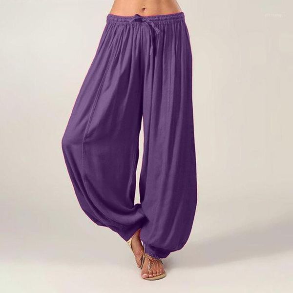 

summer striped baggy turnip wide leg trousers women casual elastic waist pockets loose long harem pants ad women's & capris, Black;white