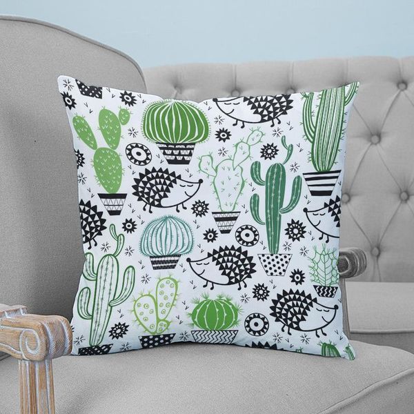 Caso de travesseiro Hedgehog e Cactus desenho animado Throw Plush Plelight Frophcase Home decorativo
