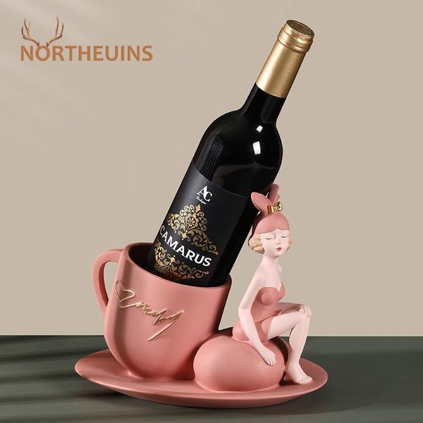 

19cm resin girl mug wine rack figurines nordic figure storage bottle holder home deskinterior decoration decorative objects &