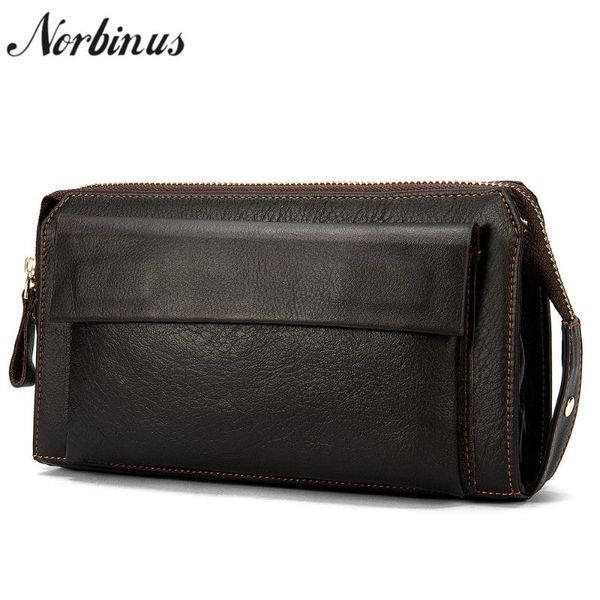 

wallets norbinus genuine leather men's clutch male bags long zipper wristlets men holder coin purses, Red;black