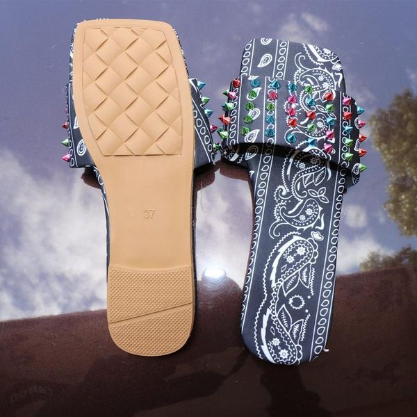 

sandals 2021 big size printing women flat summer slides ladies casual outdoor female beach shoes zapatillas de casa, Black