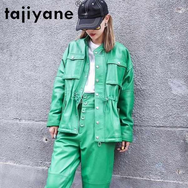

women's leather & faux tajiyane genuine jacket women spring real sheepskin coat female casual jackets for veste cuir femme pph4898, Black