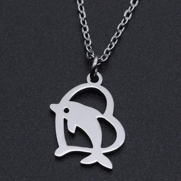 

pendant necklaces heart dolphin stainless steel charm necklace for women wholesale drop dainty accept oem order, Silver