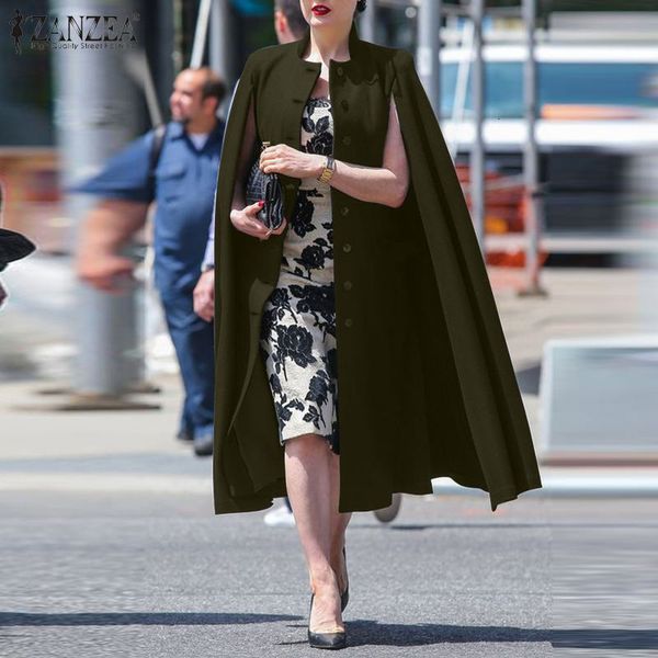 

jacket plus size fashion cloak coats women's ponchos jackets 2021 casual sleeveless outwears female single button overcoats cape, Black;brown