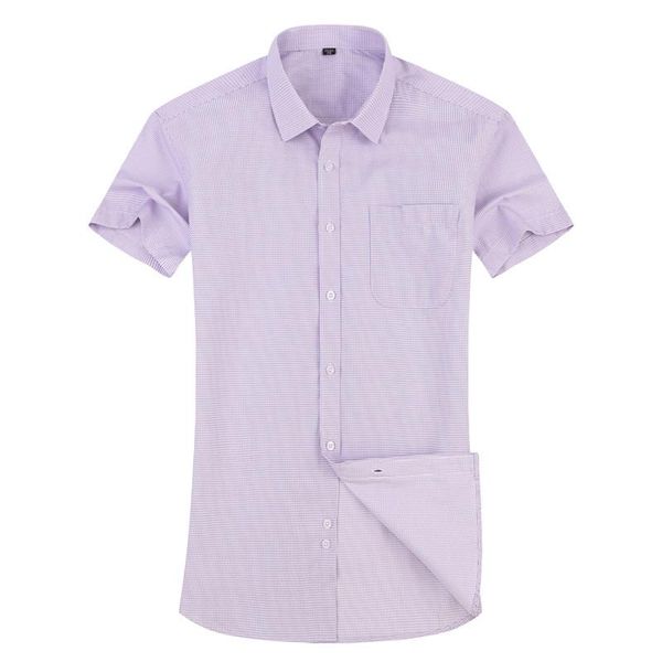 

men's dress shirts short high sleeve quality casual plaid shirt male regular fit blue purple 4xl 5xl 6xl 7xl 8xl plus size, White;black