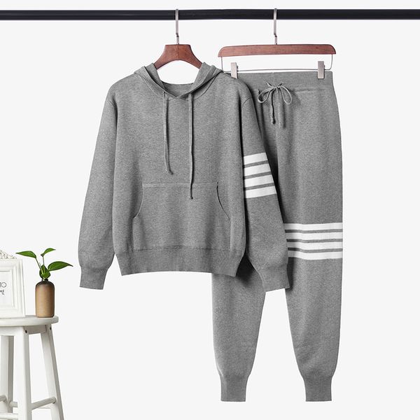 

autumn knitted casual sportswear women's autumn clothes korean version tide brand fashion running sweater harlan pants two-piece set, Gray