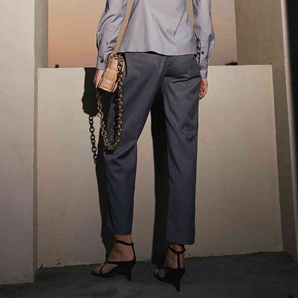 

capris casual straight pants for women high waist minimalist solid loose trousers female fashion clothing 2021 spring, Black;white