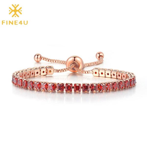 

link, chain fine4u b536 classic tennis bracelet sparkling 5a cubic zirconia adjustable slider for women girls, Black