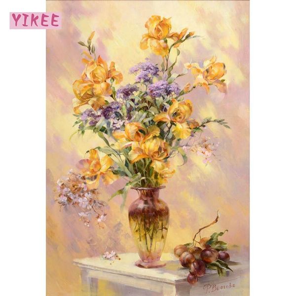 

paintings yikee modern style flowers pciture diy oil painting by numbers wall art,painting for living room decor