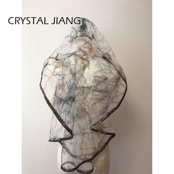 

bridal veils camo printed tulle short for fall country weddings, Black