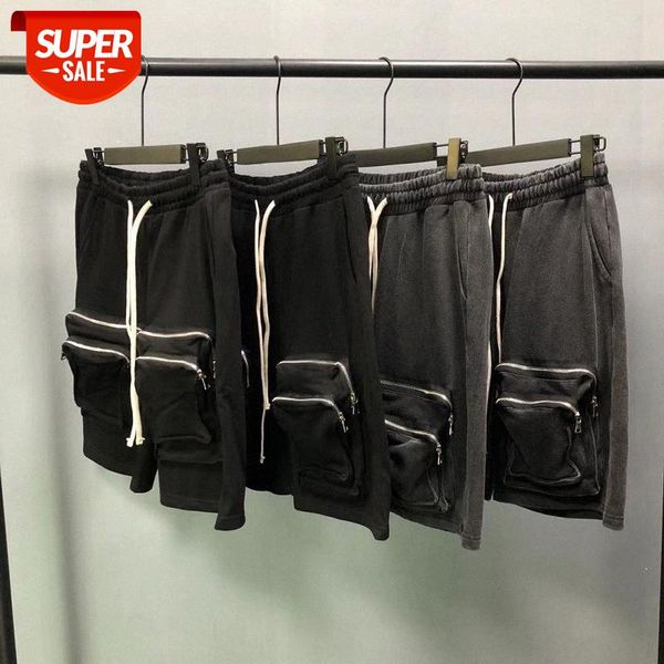 

ins shorts men's large zipper pocket functional tooling five-point pants sports #ug7i, Black