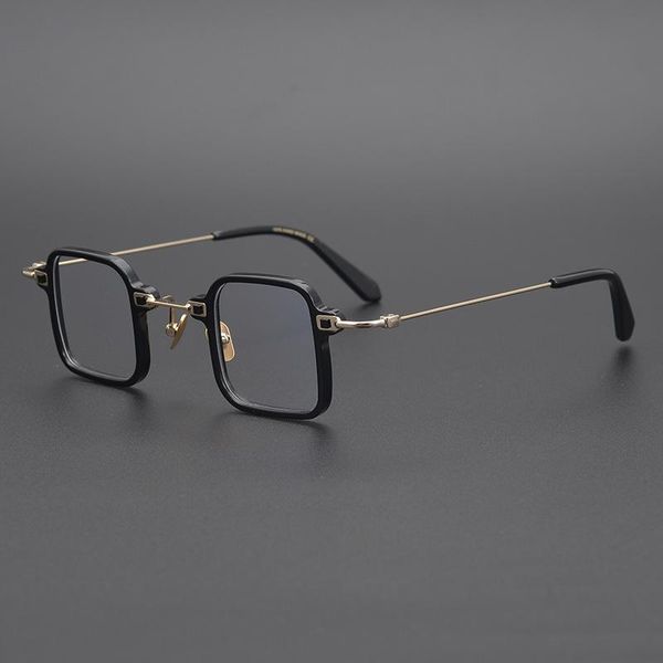 

small box gold beam design japan hand-retro republic of china treasure plate short-sighted spectacle frame men and women fashion sunglasses, Black
